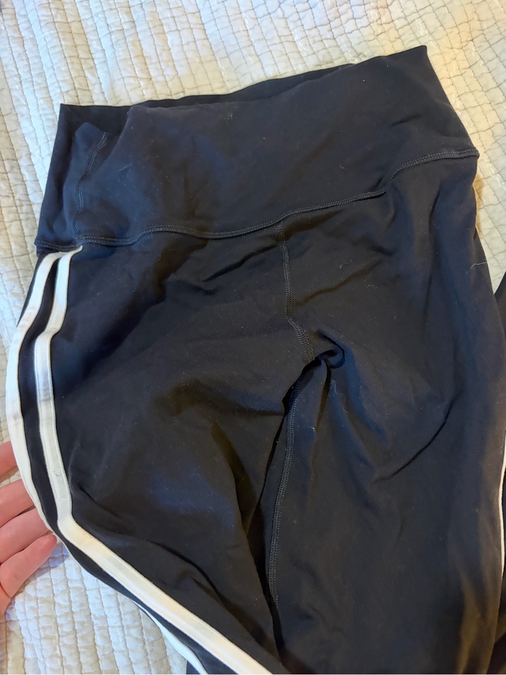 Splits59 Black Leggings with White Side Stripe
